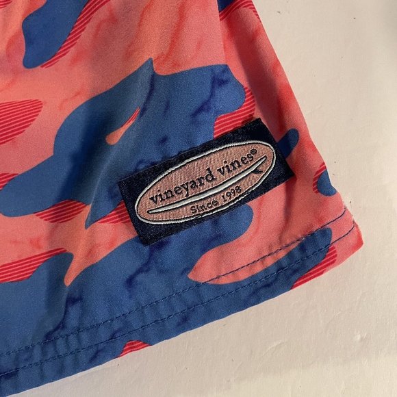 Vineyard Vines Swim Trunks Adult L Pink Blue Lined Board Shorts Hiking Fish Mens - Picture 3 of 8